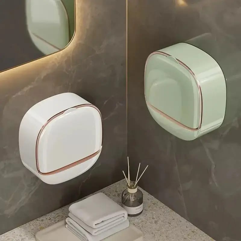 Hayan Premium Wall-Mounted Soap Dish – Flip Lid, Drainage Tray & 3 Color Options