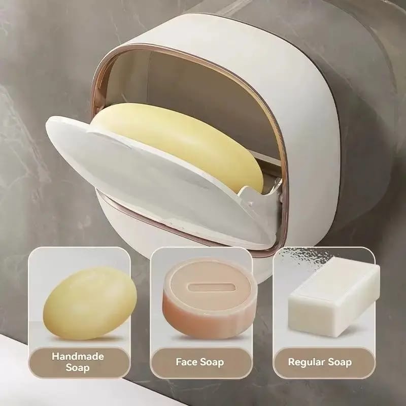 Hayan Premium Wall-Mounted Soap Dish – Flip Lid, Drainage Tray & 3 Color Options