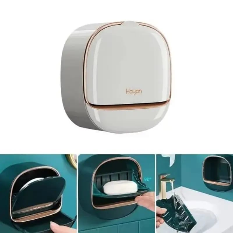 Hayan Premium Wall-Mounted Soap Dish – Flip Lid, Drainage Tray & 3 Color Options