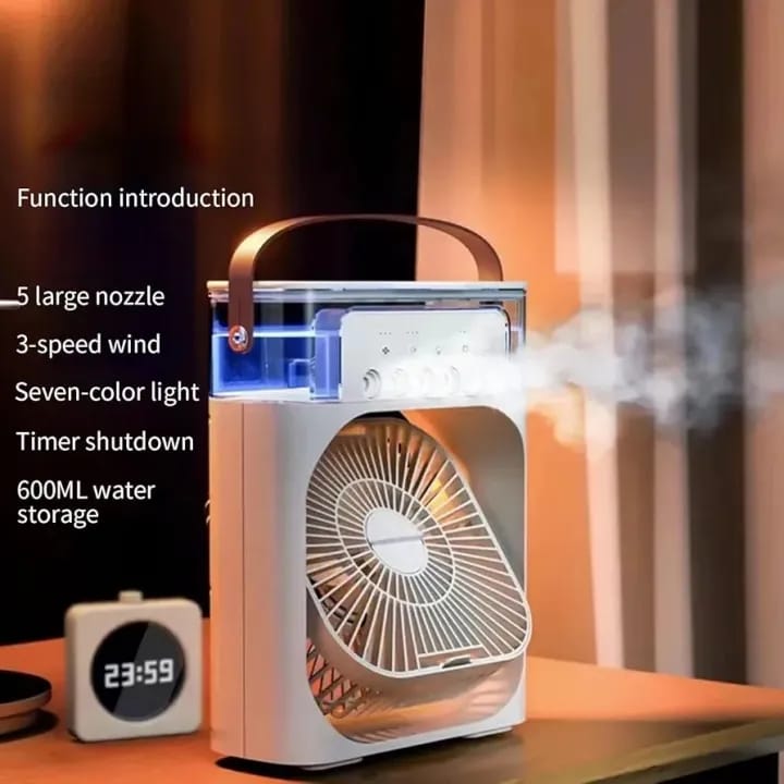 Mini Cooling Fan – Portable Air Cooler with Mist Humidifier | USB Desk Fan for Home & Office