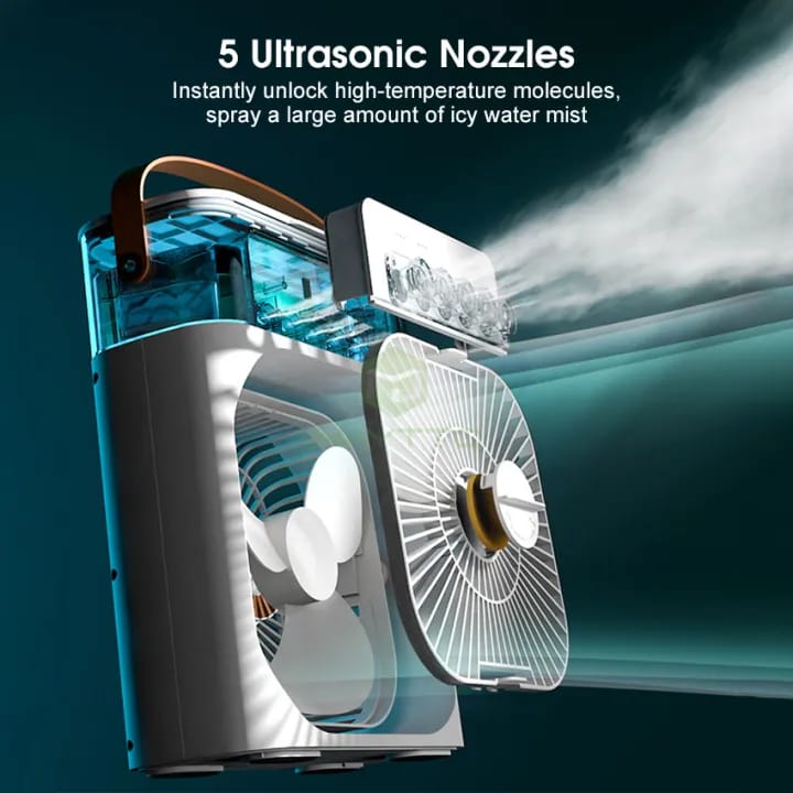 Mini Cooling Fan – Portable Air Cooler with Mist Humidifier | USB Desk Fan for Home & Office
