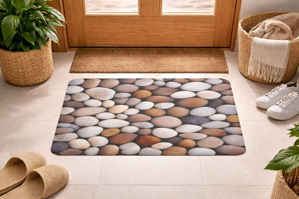 super absorbent non slip bathroom floor mat pebble design
