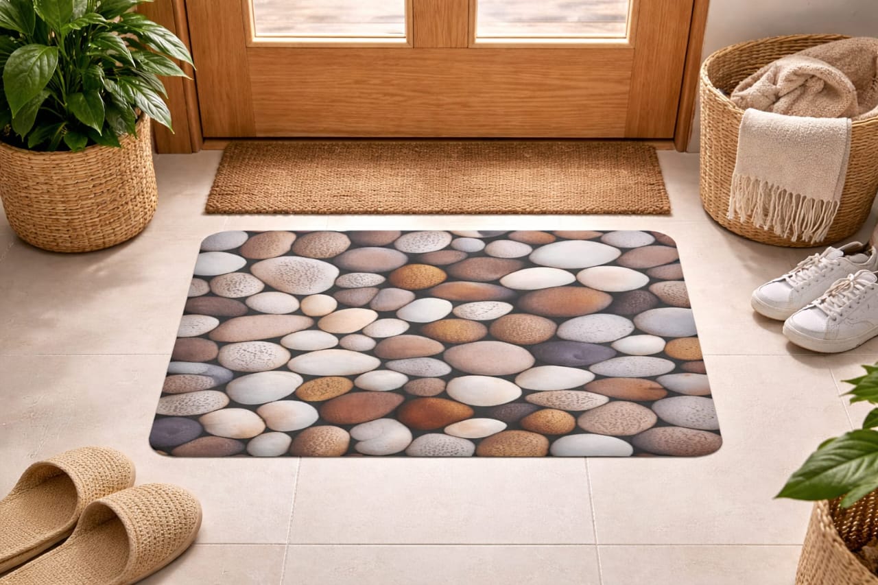 super absorbent non slip bathroom floor mat pebble design