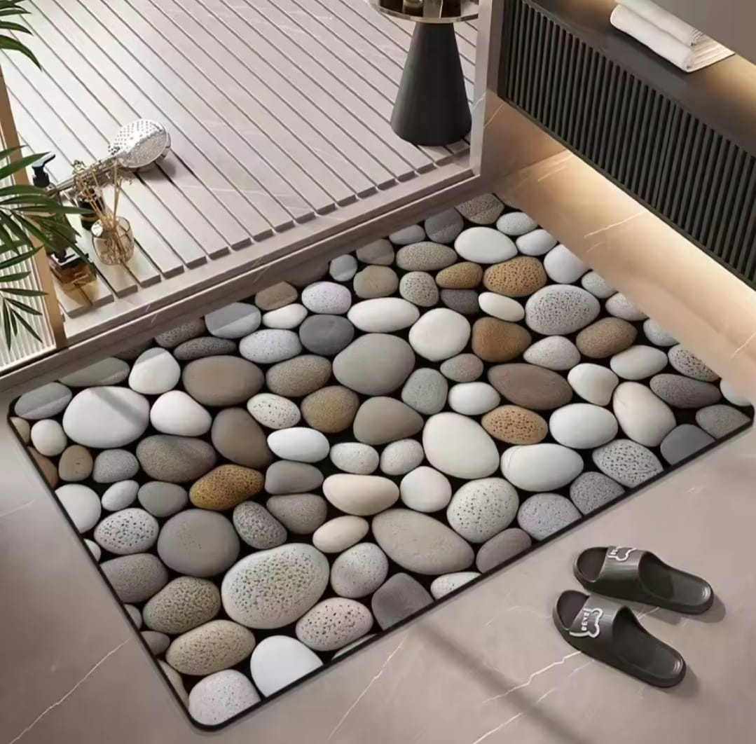 super absorbent non slip bathroom floor mat pebble design