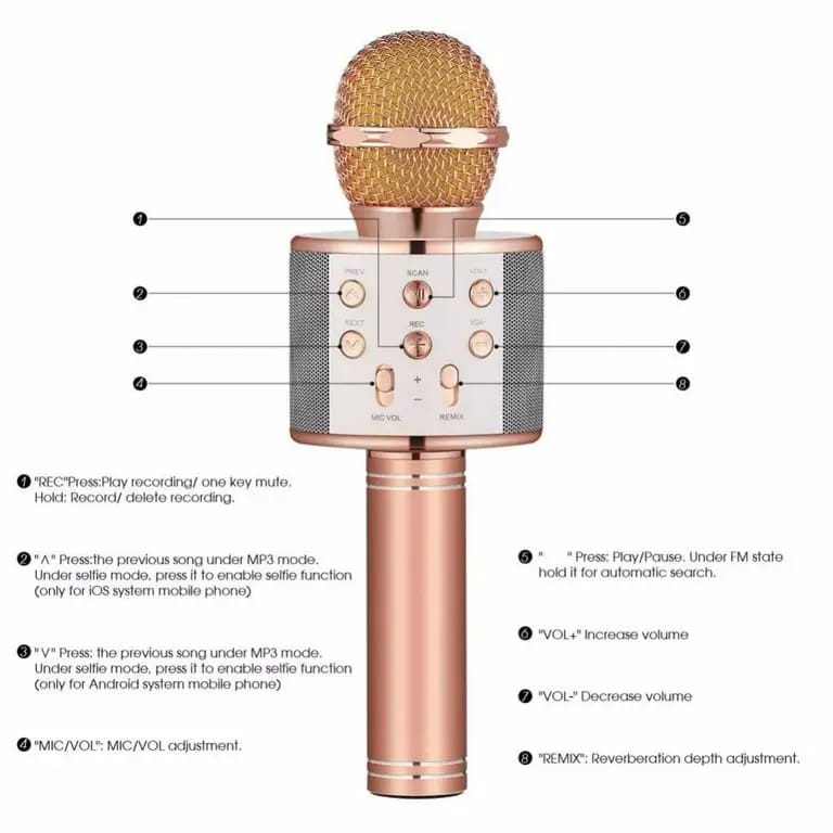 ws-858 Bluetooth Wireless  Karaoke Microphone with Built-in Speaker