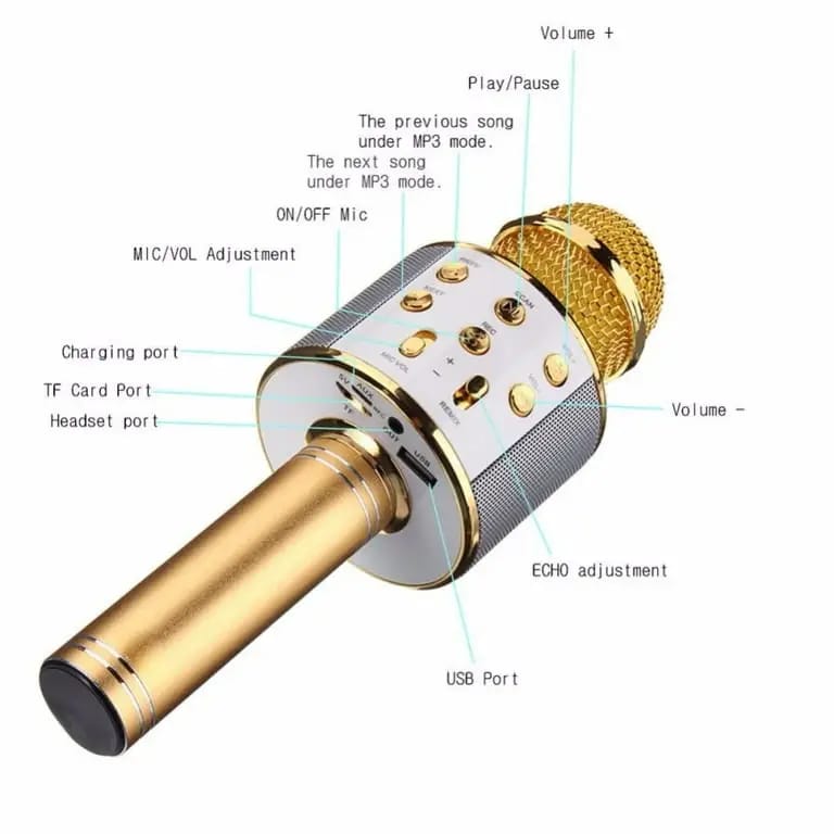 ws-858 Bluetooth Wireless  Karaoke Microphone with Built-in Speaker