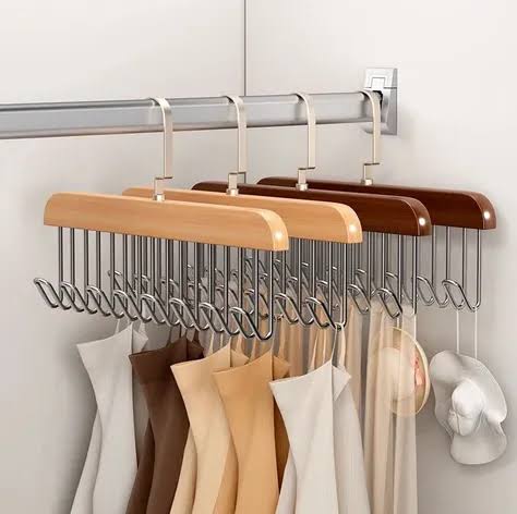 8 Hook Wooden Hanger – Wall Mounted Coat & Key Rack