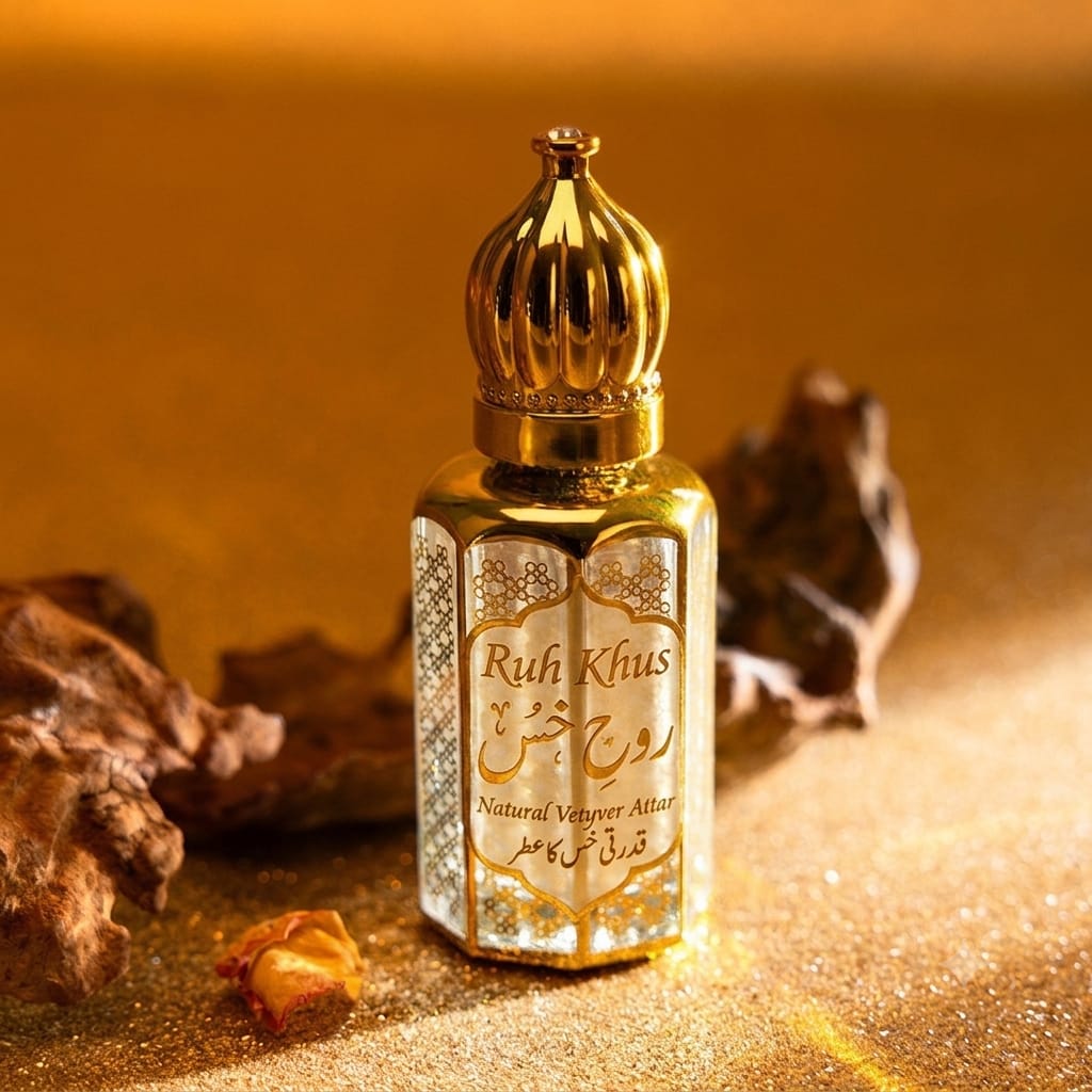 Premium Ruh Khus Attar – Pure, Aged Vetiver Essence (Long-Lasting & Natural)